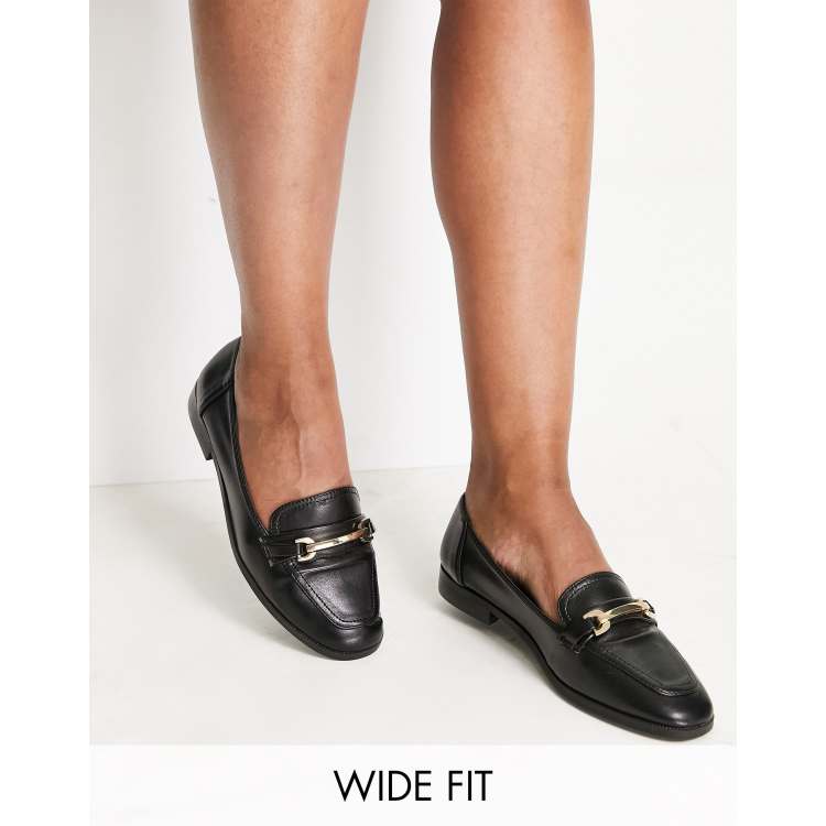 Wide fit black store flat shoes