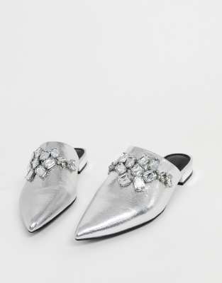 silver flat shoes wide fit