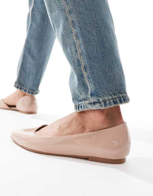 ASOS DESIGN Wide Fit - Virtue - Ballerines d'Orsay plates pointues vernies - Beige, 3 de 4