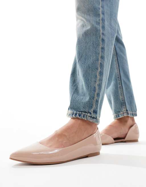 ASOS DESIGN Wide Fit - Virtue - Ballerines d'Orsay plates pointues vernies - Beige, 4 de 4