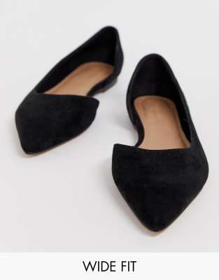 wide fit black flats