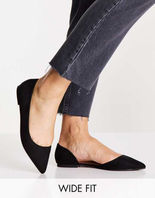 ASOS DESIGN Wide Fit Virtue d orsay pointed ballet flats in black