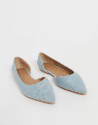 denim ballerina flats