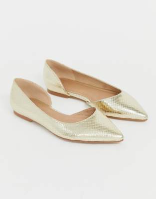gold flat shoes wide fit