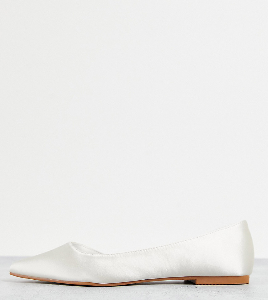 ASOS DESIGN Wide Fit Virtue d’orsay pointed ballet flats in ivory satin-White