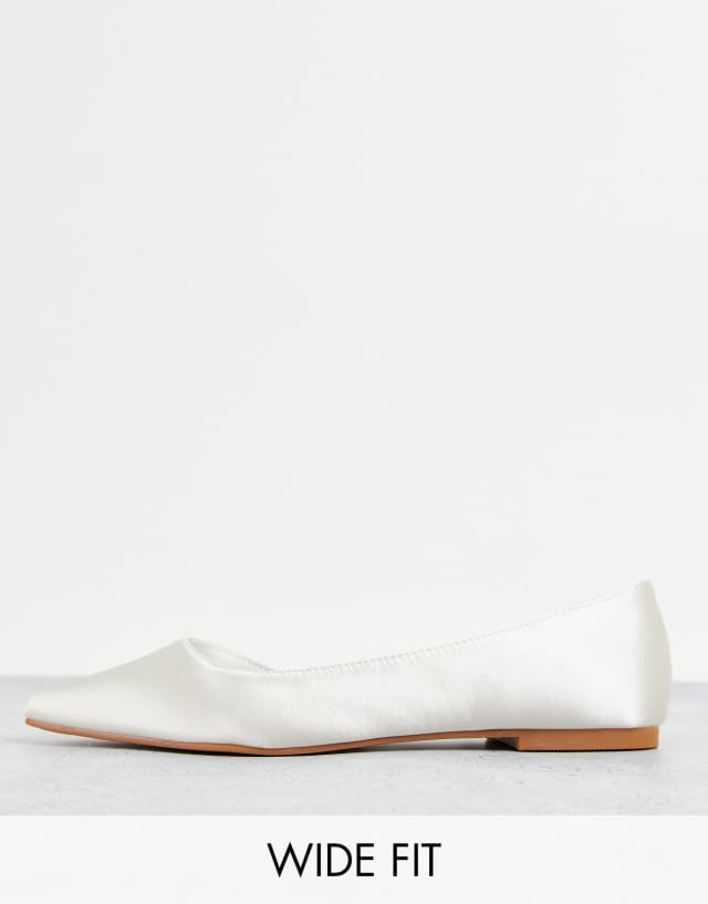 ASOS DESIGN Wide Fit Virtue d'orsay pointed ballet flats in ivory satin