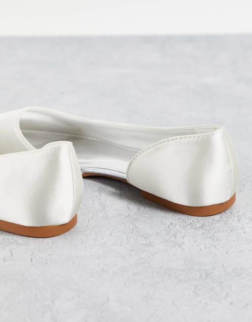 White cheap satin flats