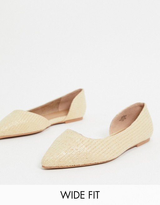 ASOS DESIGN Wide Fit Virtue d'orsay pointed ballet flats in natural fabrication