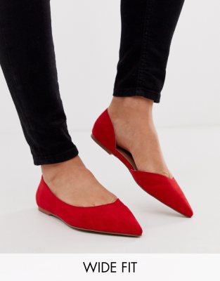 red pointed flats