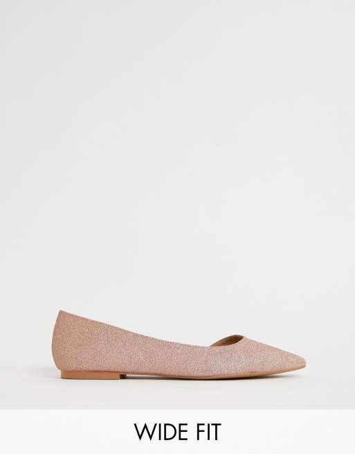 ASOS DESIGN Wide Fit Virtue d orsay pointed ballet flats in rose