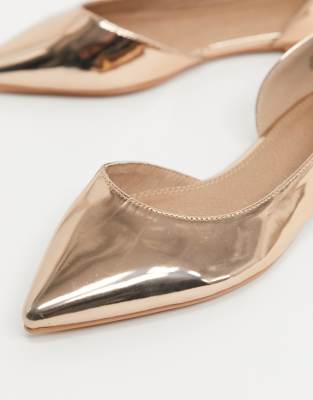 gold flat shoes wide fit