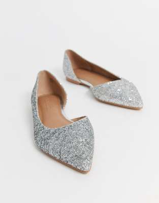 silver flat shoes wide fit