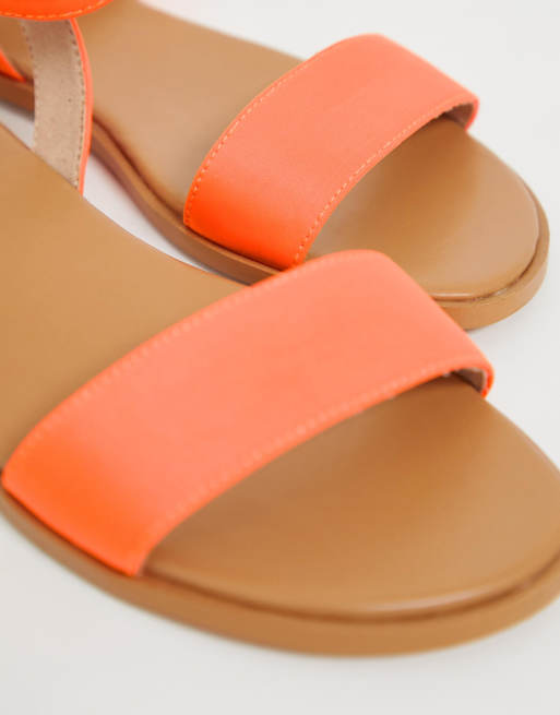 Neon orange flat store sandals