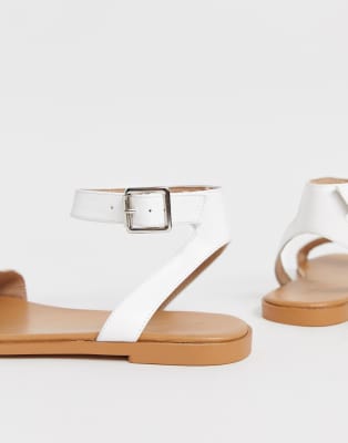 white wide fit flat sandals
