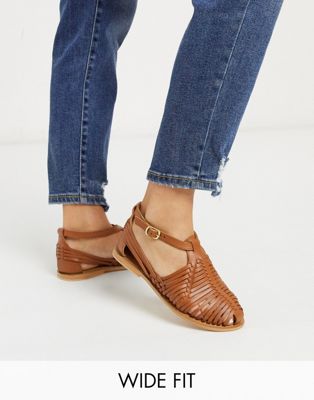 woven leather flat shoes