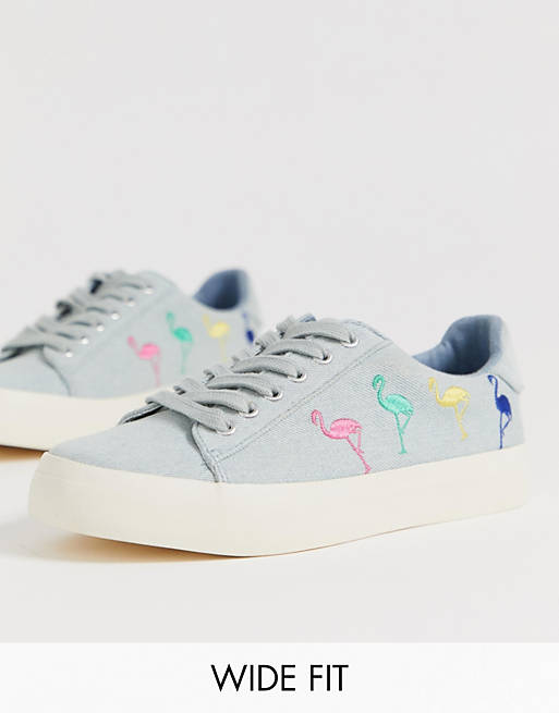 ASOS DESIGN Wide Fit Vocalist embroidered sneakers