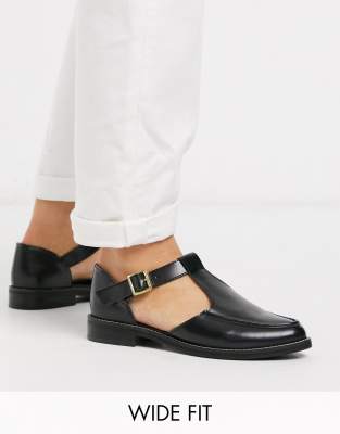 flat black wide fit shoes