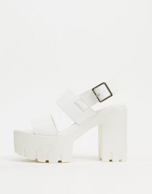 white chunky heel sandals