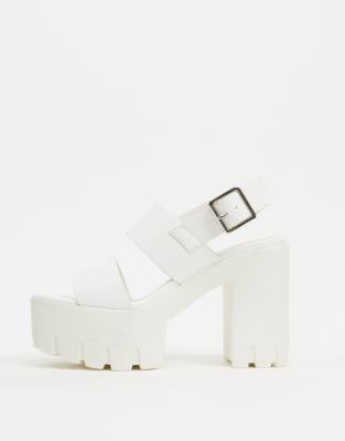 white platform sandals heels