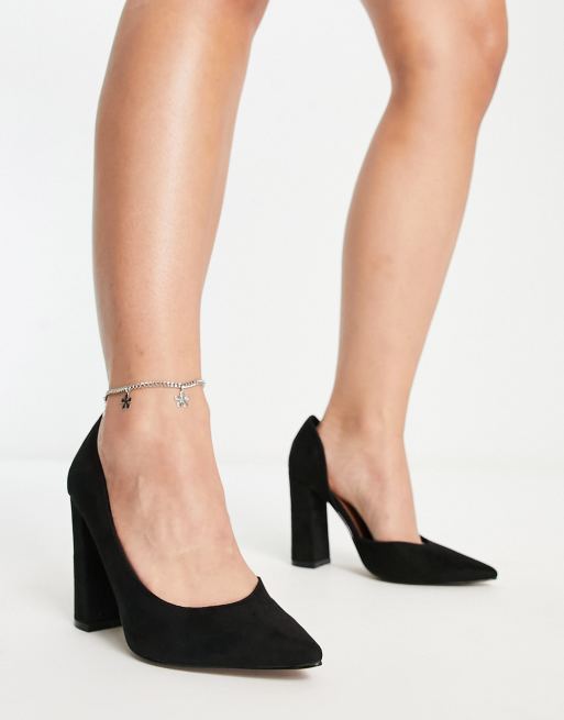 ASOS DESIGN Wide Fit Priority platform high block heel shoes in black