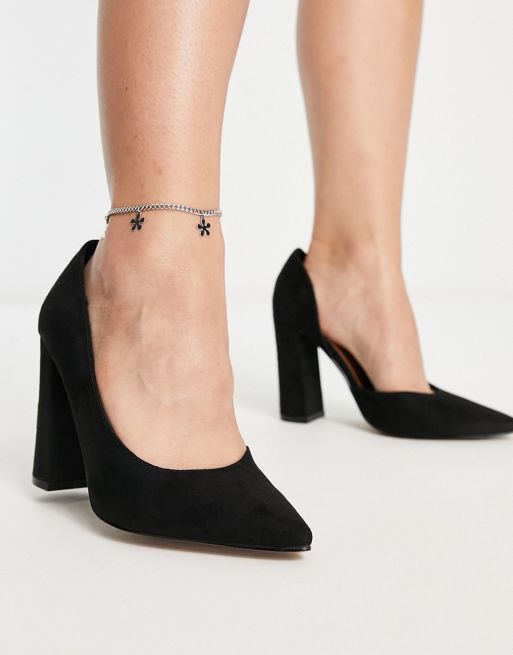 ASOS DESIGN Wide Fit Waiter d'orsay high heeled shoes in black | ASOS