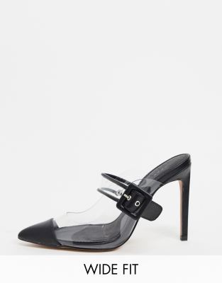 wide fit clear mules