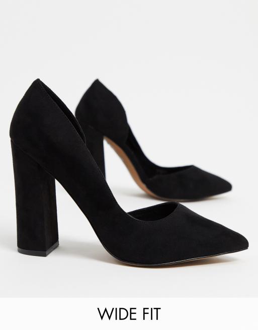 ASOS DESIGN Wide Fit Waiter d'Orsay high heel shoes in black