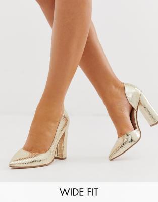 champagne block heels