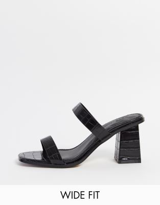 wide fit block heel mules