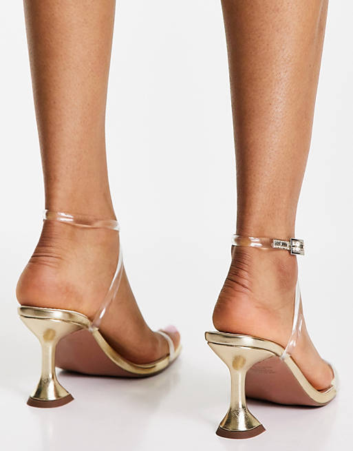  Heels/Wide Fit Wanda barely there heeled sandals in clear 