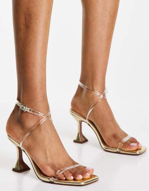 ASOS DESIGN Wide Fit Wanda barely there heeled sandals in clear, 3 of 4