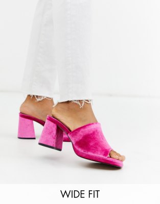 velvet heeled mules