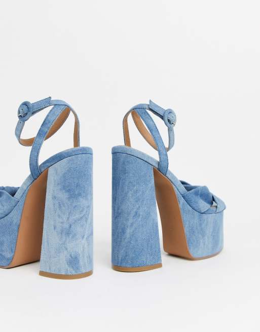 Denim shop chunky heels