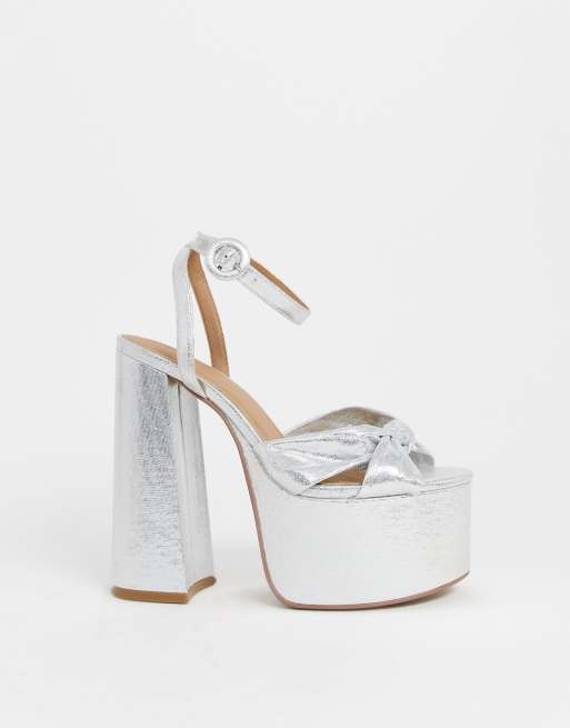 Silver on sale chunky heels