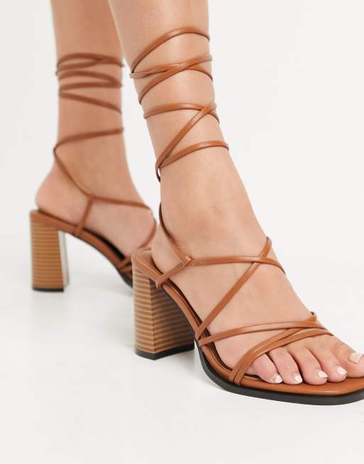 Wide fit outlet tan heeled sandals