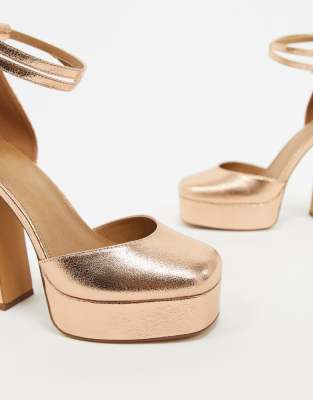 asos gold block heels