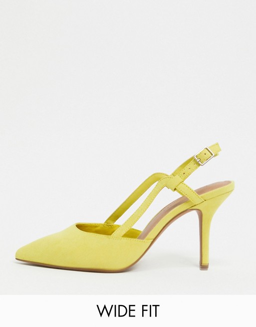 ASOS DESIGN Wide Fit Watkin slingback mid-heeled shoes in mustard
