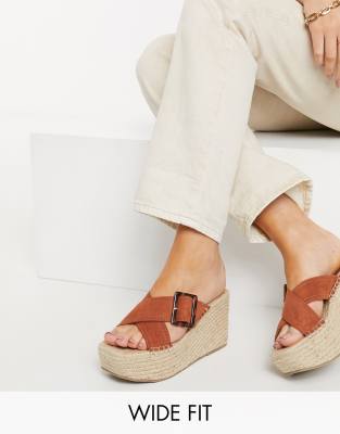 wide fit wedge mules