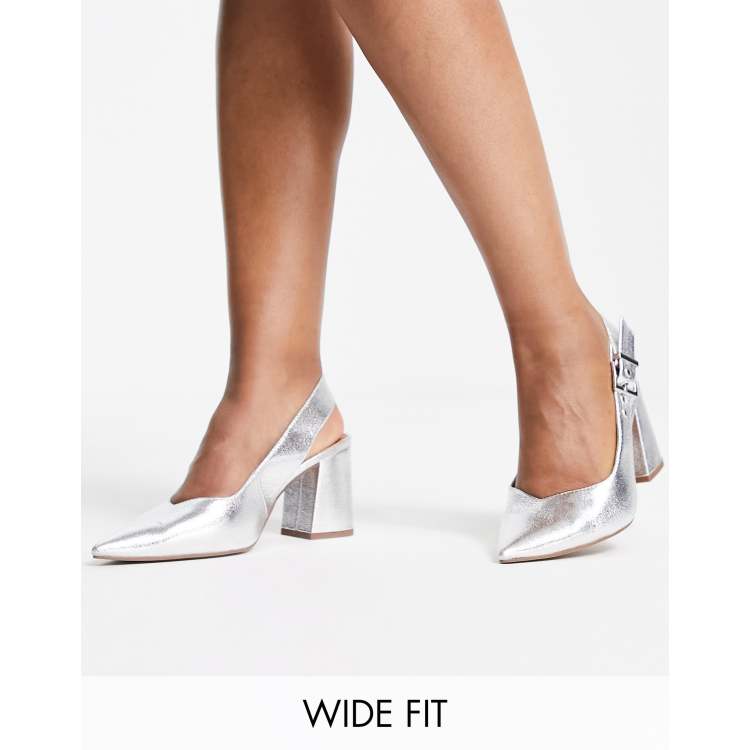 Wide fit store silver shoes