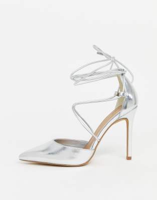 silver high heels asos