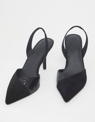 wide fit black sling back shoes