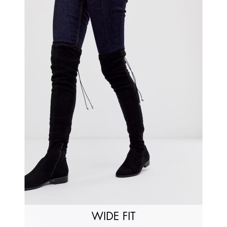 Wide fit thigh cheap high flat boots