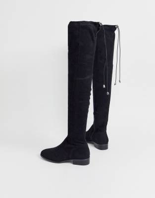 wide fit thigh high flat boots
