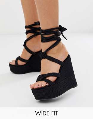 wide fit black wedges