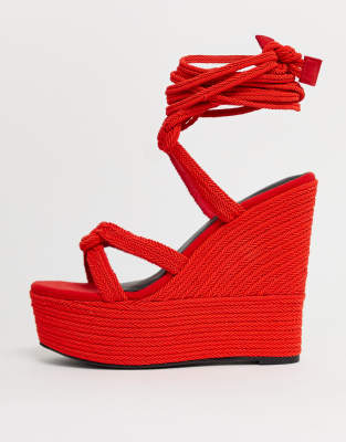 wide fit red wedges