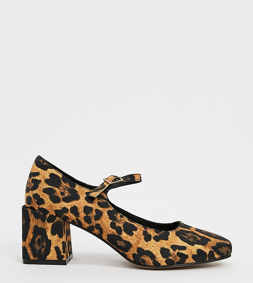 ASOS DESIGN Wide Fit - Willing - Mary jane-høje hæle i leopard-Multifarvet