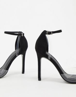 black and clear stilettos