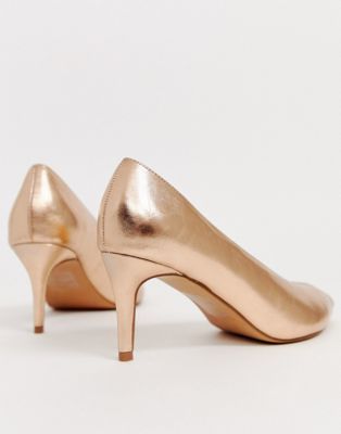 rose gold court shoes mid heel