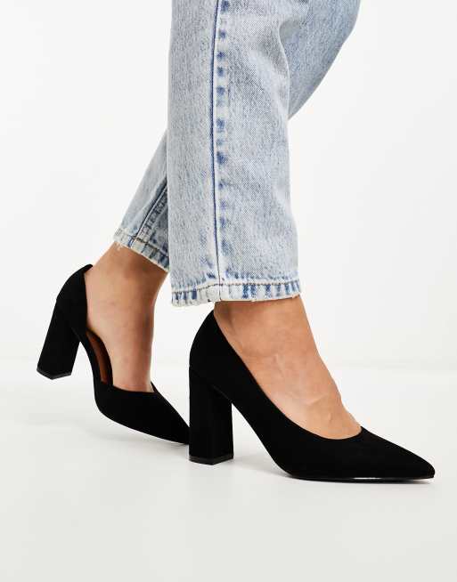 ASOS DESIGN Wide Fit Winston d'Orsay high heel shoes in black