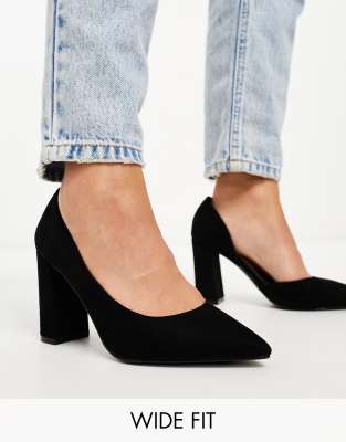 ASOS DESIGN Wide Fit Winston d'orsay high heeled shoes in black suedette φωτογραφία